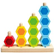 Hape Navlékací barevné šestiboké tvary - Dřevěná hračka