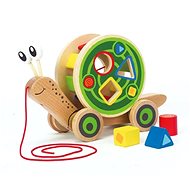 Hape Tahačka šnek s vkládacími geometrickými tvary - Tahací hračka