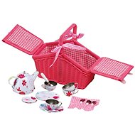 Small Foot Piknikový růžový koš s nádobíčkem - Dětské nádobí