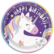 Talíře jednorožec - unicorn - happy birthday - narozeniny - 8 ks - 22 cm - Talíř