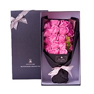 Medvídárek růžový puget z mýdlových růží v dárkovém boxu - Dárkový box