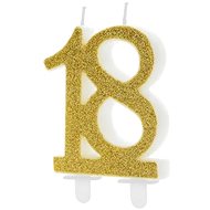 Birthday Candle 18, Gold - 7.5cm - Candle