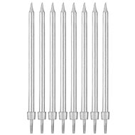 Narozeninové svíčky střibrné s podstavci délka - 10 cm - 8 ks - Svíčka