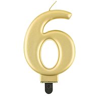 Narozeninová svíčka na dort - 6 - metalická zlatá - 8 cm - Svíčka