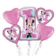 Balónková sada - myška minnie mouse - 1. Narozeniny - 5 ks fóliových balónků - Balonky