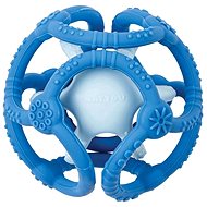 Nattou Kousátko silikonové míč 2v1 bez BPA 10 cm modrá - Kousátko