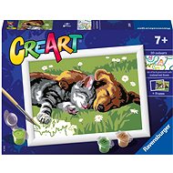 Ravensburger Kreativní a výtvarné hračky 201891 CreArt Spící pes a kočka - Malování podle čísel