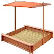 Dětské dřevěné pískoviště se stříškou 120×120 cm oranžové - Pískoviště
