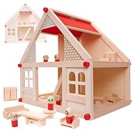 Domeček pro panenky Dřevěný domeček pro panenky + nábytek a lidé 40 cm