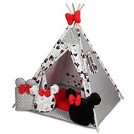 Baby Nellys Stan pro děti týpí s velkou výbavou, Minnie, bílá, černá, červená - Stan