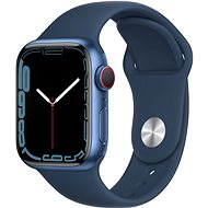 Apple Watch Series 7 41mm Cellular Modrý hliník s hlubokomořsky modrým sportovním řemínkem - Chytré hodinky
