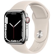 Chytré hodinky Apple Watch Series 7 41mm Cellular Stříbrný nerez s hvězdně bílým sportovním řemínkem