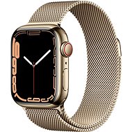 Chytré hodinky Apple Watch Series 7 41mm Cellular Zlatý nerez se zlatým milánským tahem