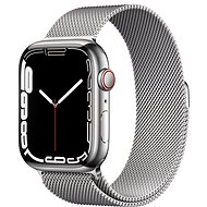 Apple Watch Series 7 45mm Cellular Stříbrný nerez se stříbrným milánským tahem - Chytré hodinky