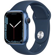 Apple Watch Series 7 41mm Modrý hliník s hlubokomořsky modrým sportovním řemínkem - Chytré hodinky
