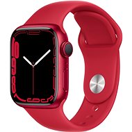 Chytré hodinky Apple Watch Series 7 41mm Červený hliník s červeným sportovním řemínkem