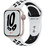 Apple Watch Nike Series 7 41mm Cellular Hvězdně bílý hliník s platinovým/černým sportovním řemínkem  - Chytré hodinky