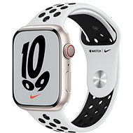 Chytré hodinky Apple Watch Nike Series 7 45mm Cellular Hvězdně bílý hliník s platinovým/černým sportovním řemínkem 
