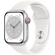 Chytré hodinky Apple Watch Series 8 41mm Cellular Stříbrný hliník s bílým sportovním řemínkem