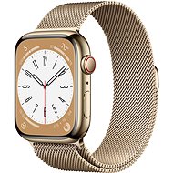 Apple Watch Series 8 45mm Cellular Zlatý nerez se zlatým milánským tahem - Chytré hodinky