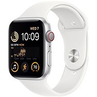 Apple Watch SE (2022) 44mm Cellular Stříbrný hliník s bílým sportovním řemínkem - Chytré hodinky