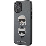 Karl Lagerfeld Saffiano K&C Heads pro Apple iPhone 12 Pro Max Silver - Kryt na mobil