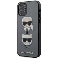 Karl Lagerfeld Saffiano K&C Heads pro Apple iPhone 12/12 Pro Silver - Kryt na mobil