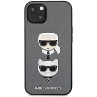 Karl Lagerfeld PU Saffiano Karl and Choupette Heads Kryt pro Apple iPhone 13 mini Silver - Kryt na mobil