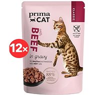 PrimaCat Kapsička Filety s hovězím ve šťávě 12 × 85g - Kapsička pro kočky