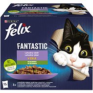 Felix Fantastic hovězí s mrkví, kuře s rajčaty, losos s cuketou, pstruh se zel. fazolkami 12 x 85 g - Kapsička pro kočky