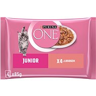 Purina ONE Junior minifiletky s lososem a mrkví ve šťávě 4 × 85 g