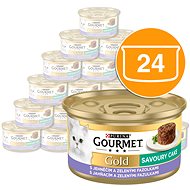 Gourmet gold Savoury Cake s jehněčím a zelenými fazolkami 24 × 85 g - Konzerva pro kočky