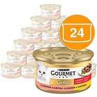 Gourmet gold kousky ve šťávě s lososem a kuřetem 24 x 85 g - Konzerva pro kočky
