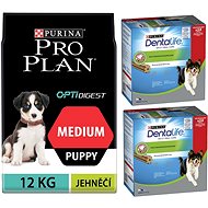 Pro Plan Medium Puppy Optidigest jehněčí 12 kg + Dentalife Medium Multipack 16 × 69 g 