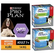 Pro Plan Medium & Large Adult 7+ Otpiage kuře 14 kg + Dentalife Medium Multipack 16 × 69 g 