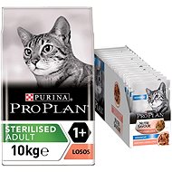 Pro Plan Cat Sterilised losos 10 kg + Pro Plan Cat Housecat Losos kapsička 26 × 85 g