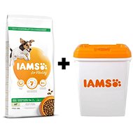IAMS Dog Adult Small & Medium Lamb 12 kg + IAMS Dog nádoba na krmivo 15 kg - Sada krmiva