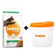IAMS Cat Adult Salmon 2 kg + IAMS Cat nádoba na krmivo 2 kg - Sada krmiva