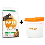 IAMS Cat Adult Lamb 2 kg + IAMS Cat nádoba na krmivo 2 kg - Sada krmiva