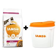 IAMS Cat Senior Chicken 2 kg + IAMS Cat nádoba na krmivo 2 kg - Sada krmiva