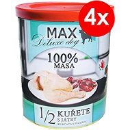 MAX deluxe 1/2 kuřete s játry 800 g, 4 ks - Konzerva pro psy