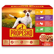 Propesko kapsa pes kuře+hovězí+krůta+jehně 12 × 100 g - Kapsička pro psy