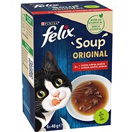 Kapsička pro kočky Felix Soup Lahodný výběr s hovězím, kuřetem a jehněčím 6x48g - Kapsička pro kočky