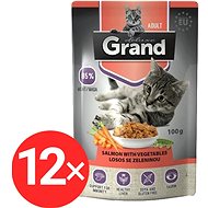 Grand Losos se zeleninou 12 × 100g - Kapsička pro kočky