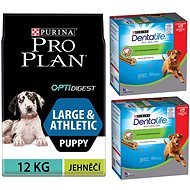 Pro Plan Large Puppy Athletic Optidigest jehněčí 12 kg + Dentalife Large Multipack 12 × 106 g 