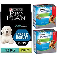 Pro Plan Large Puppy Robust Optidigest jehněčí 12 kg + Dentalife Large Multipack 12 × 106 g 