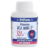 MedPharma Vitamin K2 MK-7 + D3 1000 IU, 107 tobolek - Vitamín K2