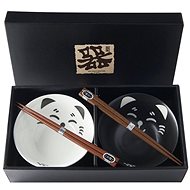 Made In JapanSet of Cat Face Design bowls with chopsticks 500 ml 2 pcs - Bowl Set