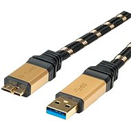 Datový kabel ROLINE Gold USB 3.0 SuperSpeed USB 3.0 A(M) -> micro USB 3.0 B(M), 1.8m - černo/zlatý - Datový kabel