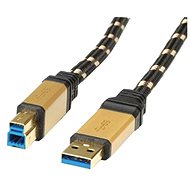 ROLINE Gold USB 3.0 SuperSpeed USB 3.0 A(M) -> USB 3.0 B(M), 3m - černo/zlatý - Datový kabel